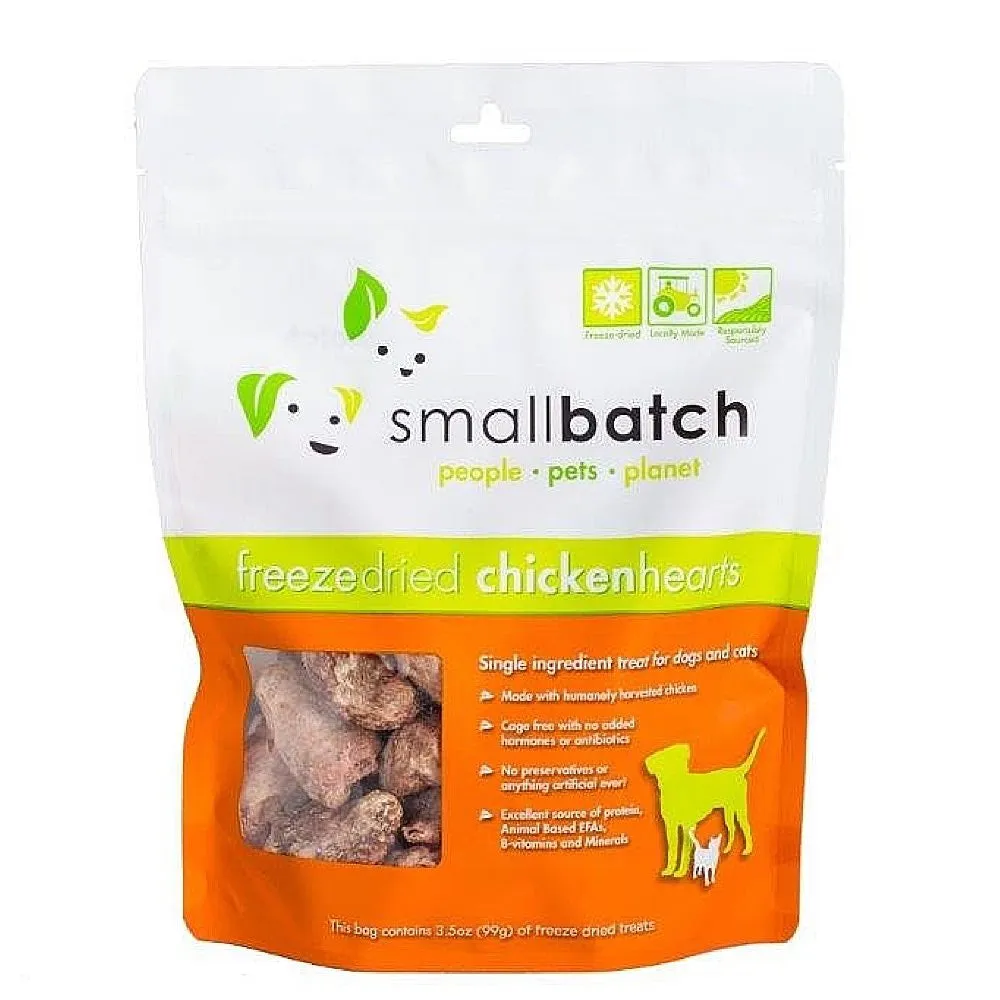 10% OFF (Exp 15Dec25): Smallbatch Chicken Hearts Freeze Dried Cat & Dog Treats 3.5oz dog supplies dog food toys accessories dog bed