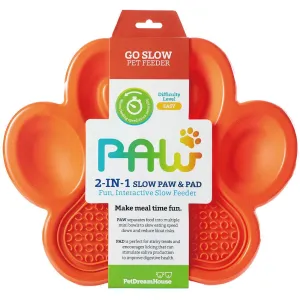 10% OFF: PetDreamHouse PAW 2-In-1 Interactive Slow Feeder For Cats & Dogs (Orange Paw) dog puzzle toy dog slow feeder dog treat ball dog brain toy dog feeder toy
