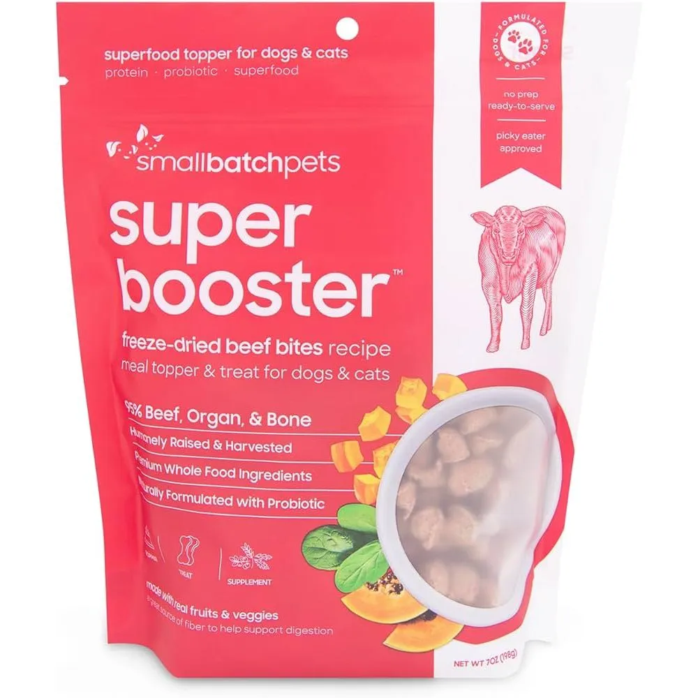 10% OFF: Smallbatch Super Booster Freeze Dried Beef Bites Cat & Dog Treats 7oz horse supplement horse vitamins animal probiotics livestock digestive aid horse immune booster