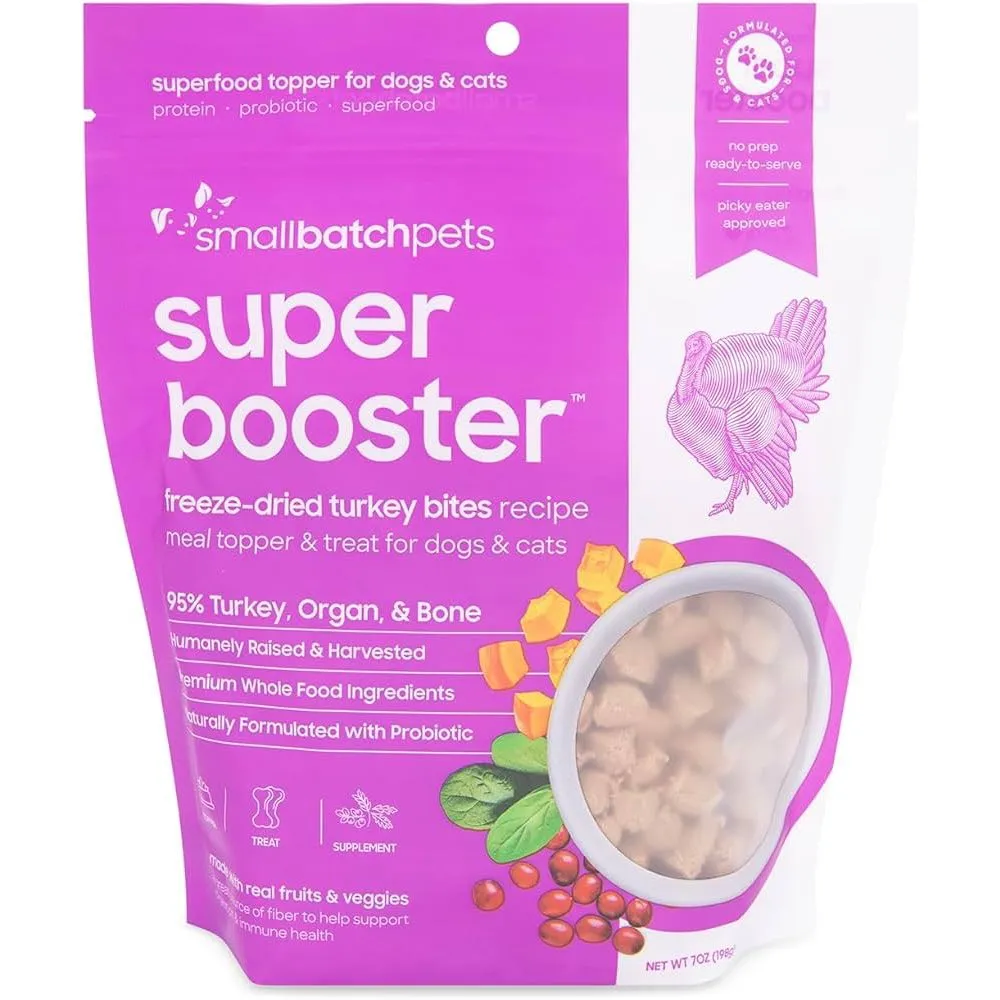 10% OFF: Smallbatch Super Booster Freeze Dried Turkey Bites Cat & Dog Treats 7oz dog supplies dog food toys accessories dog bed