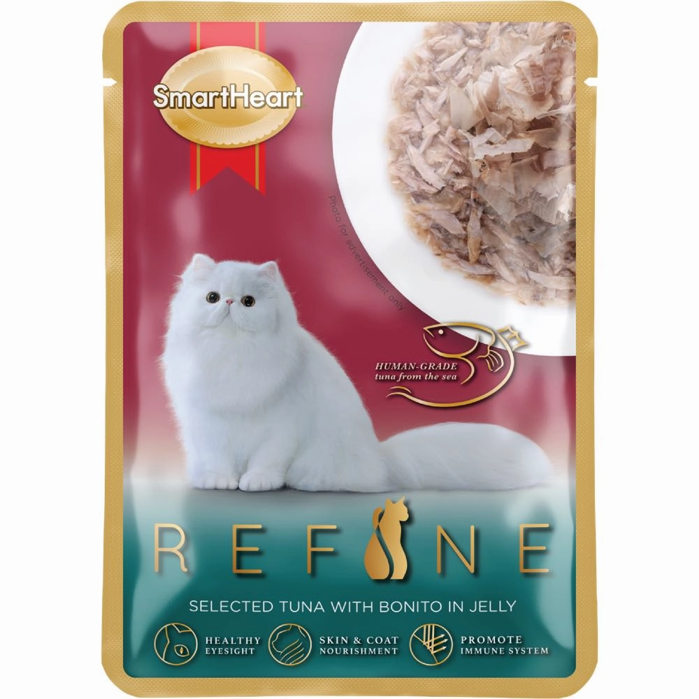 10% OFF: Smartheart Refine Selected Tuna With Bonito In Jelly Pouch Cat Food 70g x 12 cat food cans soft cat food high protein cat food natural cat food senior cat food