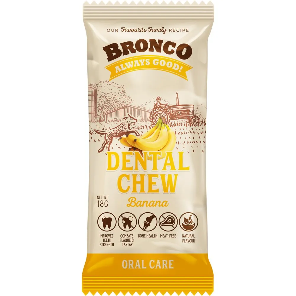 12 FOR $10: Bronco Dental Chew Banana Dog Treat 18g no pull dog harness nylon dog leash dog walking set dog vest harness pet lead