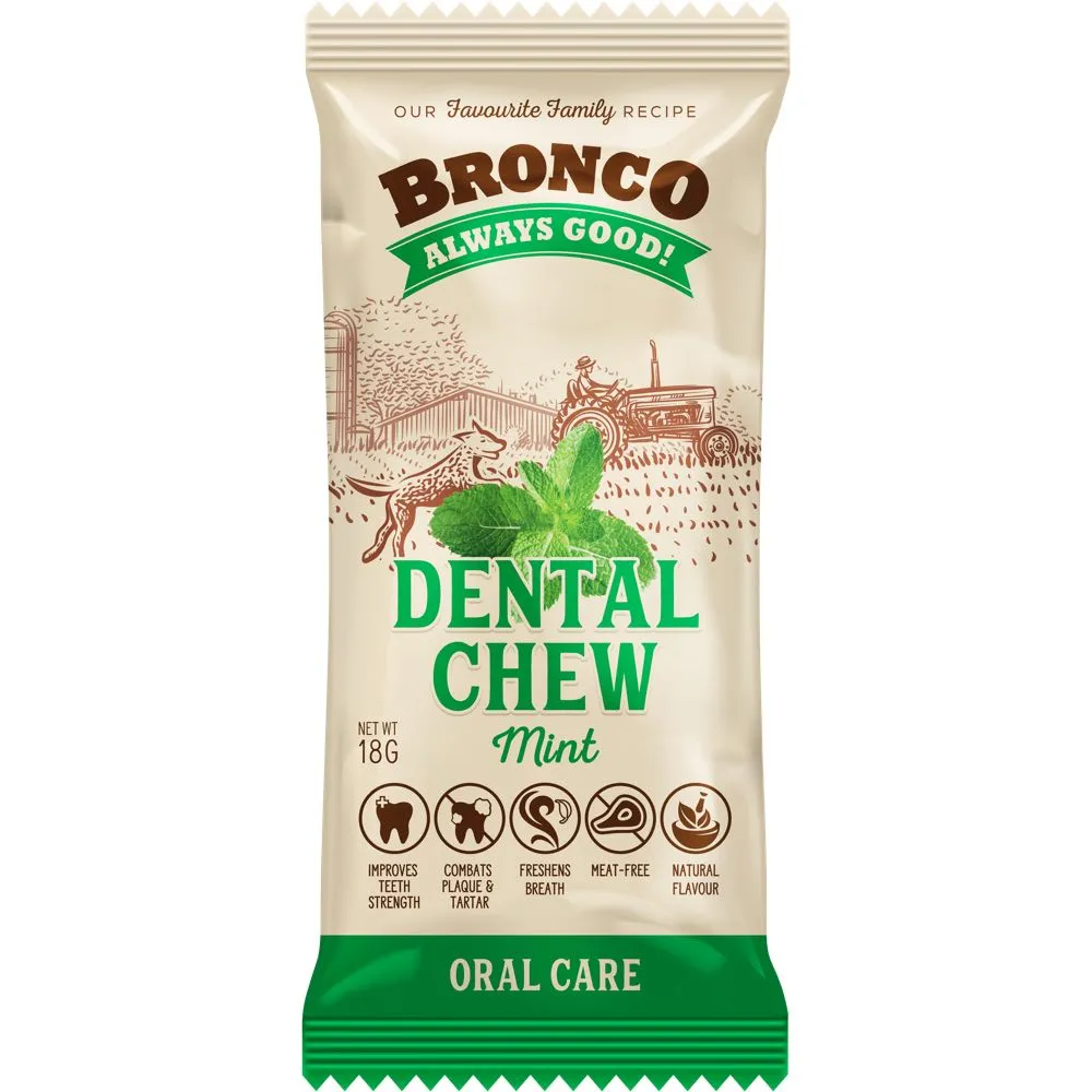 12 FOR $10: Bronco Dental Chew Mint Dog Treat 18g no pull dog harness nylon dog leash dog walking set dog vest harness pet lead