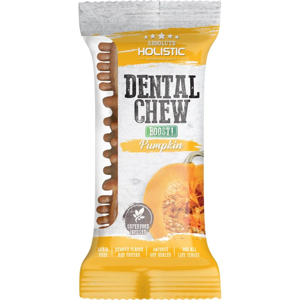 12 FOR $12: Absolute Holistic Boost Pumpkin Grain-Free Dental Dog Chew 25g no pull dog harness nylon dog leash dog walking set dog vest harness pet lead