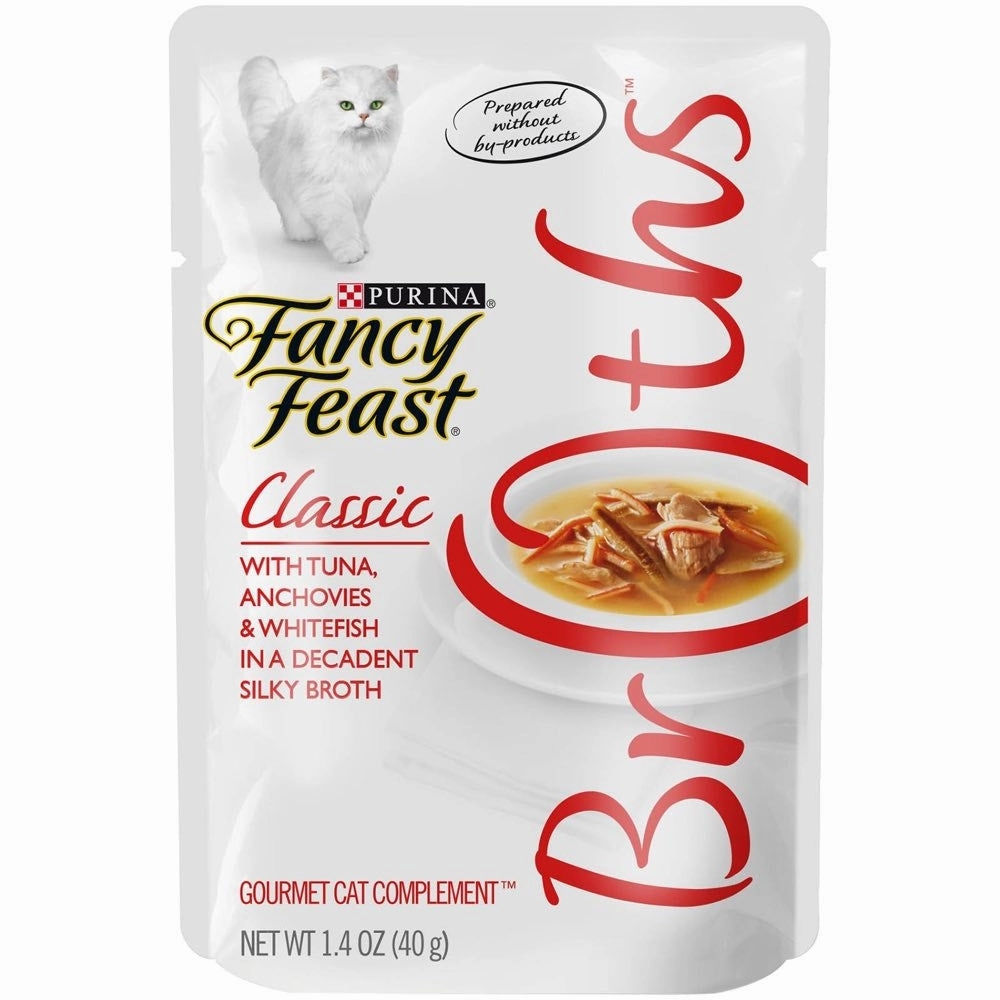 12% OFF: Fancy Feast Classic Broths Tuna, Anchovies & Whitefish Pouch Cat Food 40g x16 dog travel bag car seat cover pet carrier for car training leash dog training whistle