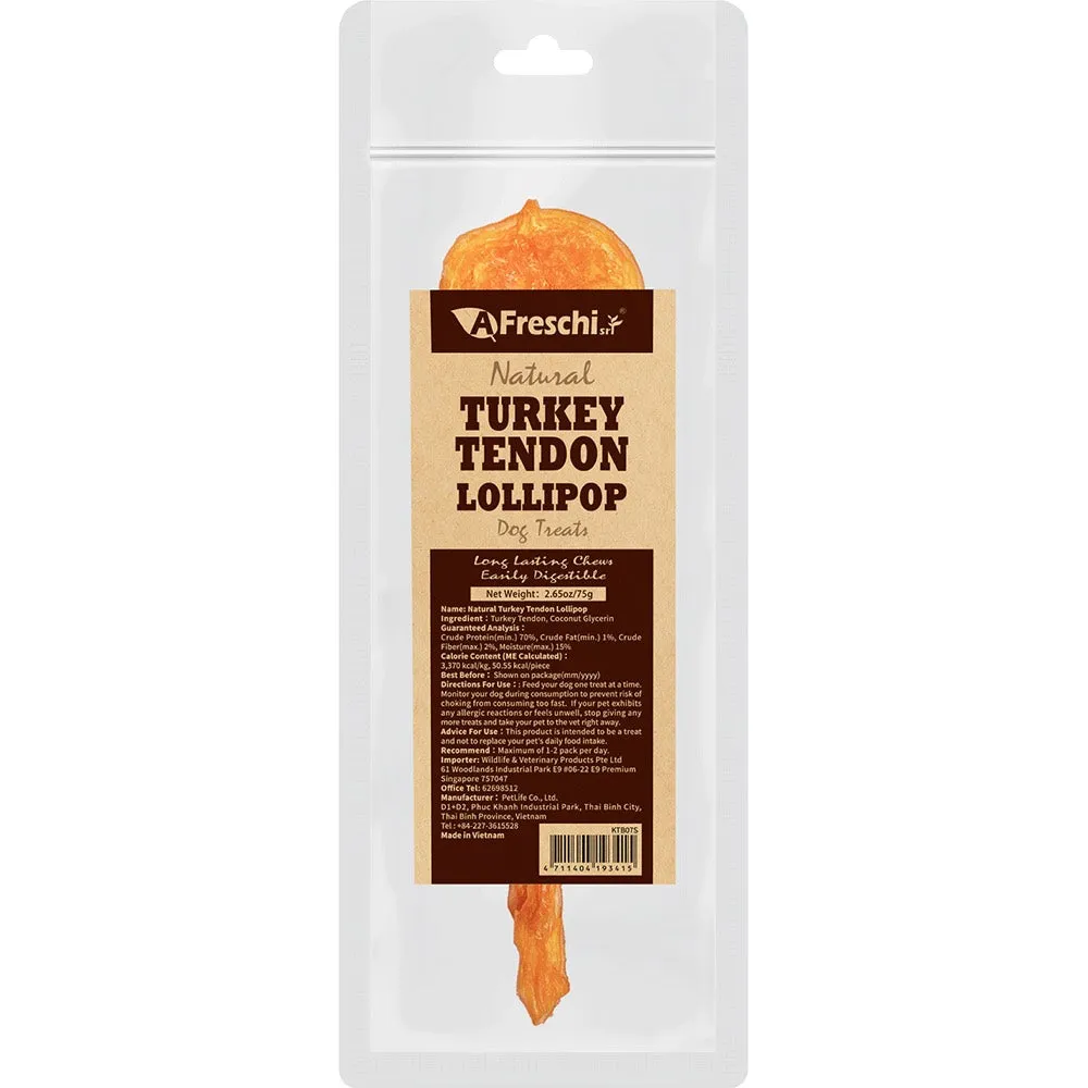 15% OFF: AFreschi Natural Turkey Tendon Lollipop Grain-Free Dog Chews 5pc no pull dog harness nylon dog leash dog walking set dog vest harness pet lead