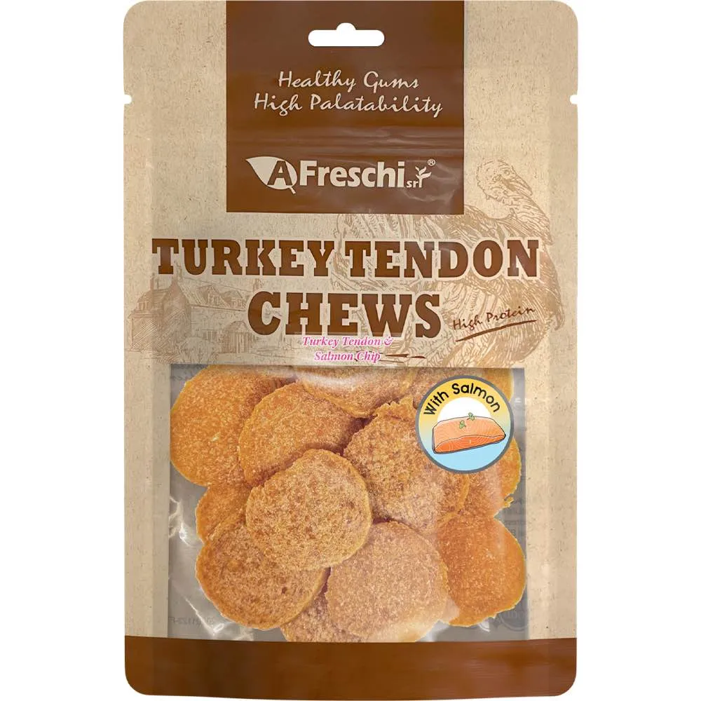 15% OFF: AFreschi Turkey Tendon & Salmon Chip Dog Treats 120g no pull dog harness nylon dog leash dog walking set dog vest harness pet lead