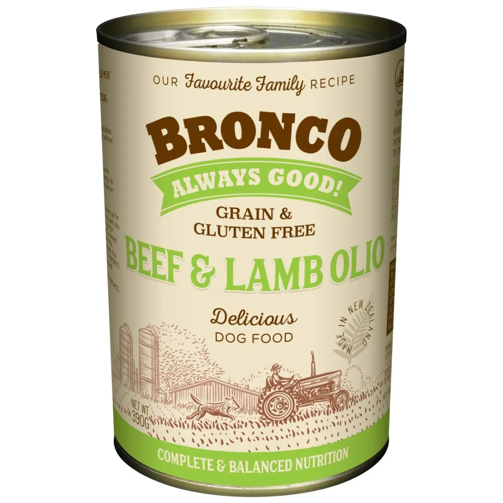 15% OFF: Bronco Beef & Lamb Olio Grain-Free Canned Dog Food 390g dog supplies dog food toys accessories dog bed