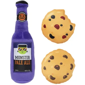 15% OFF: FuzzYard Halloween Monster Pale Ale & Cookies Plush Dog Toys (3-Pack Set) dog puzzle toy dog slow feeder dog treat ball dog brain toy dog feeder toy