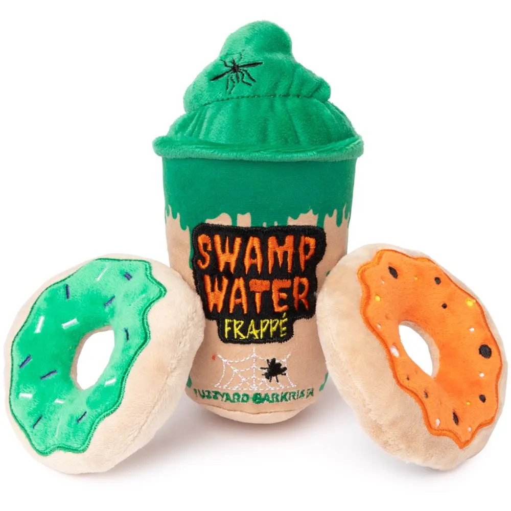15% OFF: FuzzYard Halloween Swamp Water Frappe & Donuts Plush Dog Toys (3-Pack Set) dog puzzle toy dog slow feeder dog treat ball dog brain toy dog feeder toy