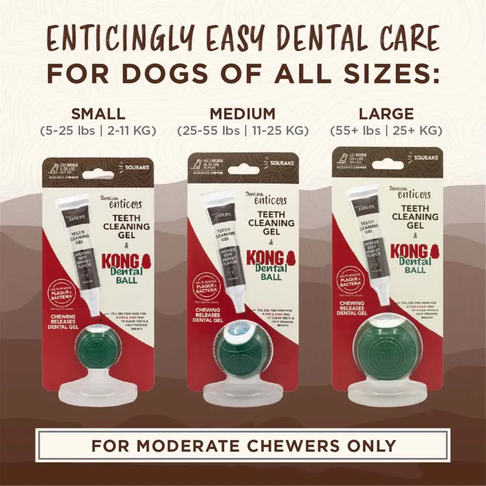 15% OFF:TropiClean Enticers Teeth Cleaning Gel & Kong Dental Ball Dog Toy (Small)