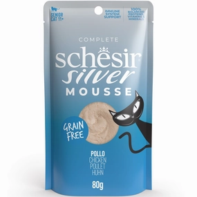 15% OFF (Exp 21Oct25): Schesir Silver Mousse Chicken Grain-Free Senior Pouch Cat Food 80g cat food cans soft cat food high protein cat food natural cat food senior cat food