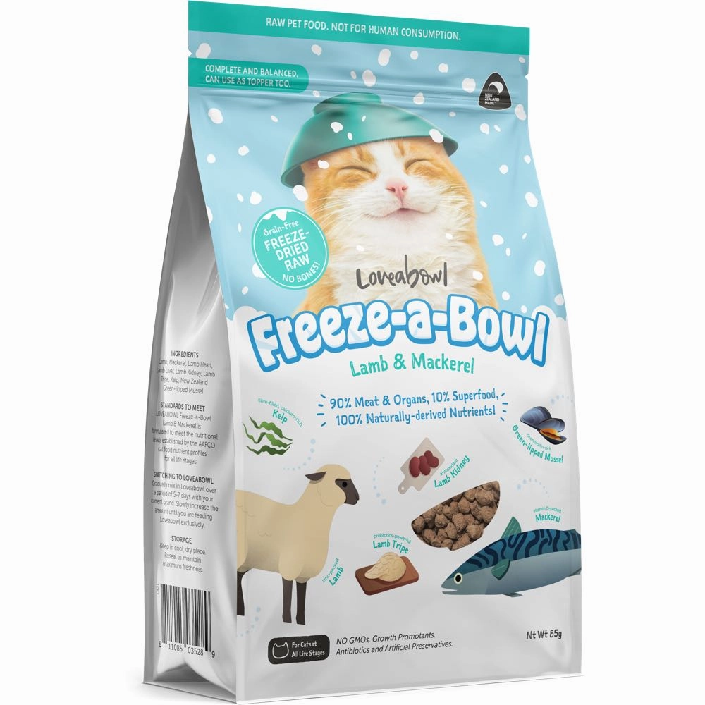 15% OFF: Loveabowl Freeze-A-Bowl Lamb & Mackerel Grain-Free Freeze-Dried Raw Cat Food cat general supplies cat toys cat grooming cat food cat litter