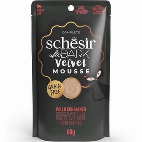 15% OFF: Schesir After Dark Velvet Mousse Chicken With Beef Grain-Free Adult Pouch Cat Food 80g cat food cans soft cat food high protein cat food natural cat food senior cat food