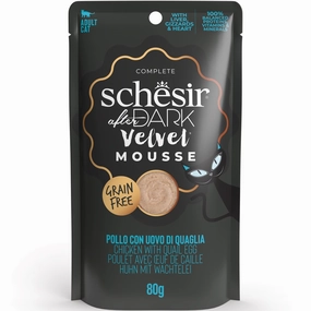 15% OFF: Schesir After Dark Velvet Mousse Chicken With Quail Egg Grain-Free Adult Pouch Cat Food 80g cat food cans soft cat food high protein cat food natural cat food senior cat food