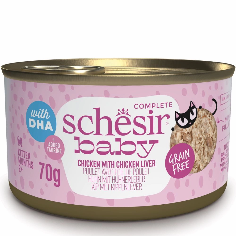 15% OFF: Schesir Baby Chicken With Chicken Liver Grain-Free Kitten Canned Cat Food 70g cat food cans soft cat food high protein cat food natural cat food senior cat food