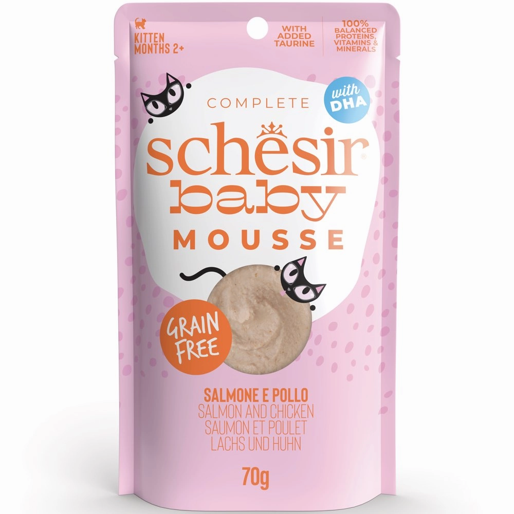 15% OFF: Schesir Baby Mousse Chicken & Salmon Grain-Free Kitten Pouch Cat Food 70g cat food cans soft cat food high protein cat food natural cat food senior cat food