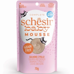 15% OFF: Schesir Baby Mousse Chicken & Salmon Grain-Free Kitten Pouch Cat Food 70g cat food cans soft cat food high protein cat food natural cat food senior cat food