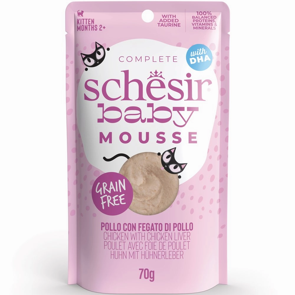 15% OFF: Schesir Baby Mousse Chicken With Chicken Liver Grain-Free Kitten Pouch Cat Food 70g cat food cans soft cat food high protein cat food natural cat food senior cat food