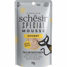 15% OFF: Schesir Special Mousse Exigent Chicken With Duck Liver Grain-Free Adult Pouch Cat Food 70g cat food cans soft cat food high protein cat food natural cat food senior cat food