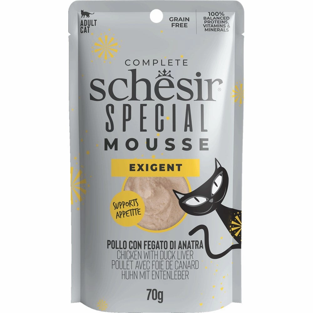 15% OFF: Schesir Special Mousse Exigent Chicken With Duck Liver Grain-Free Adult Pouch Cat Food 70g cat general supplies cat toys cat grooming cat food cat litter