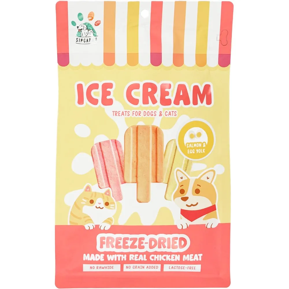 18% OFF: Singapaw Ice Cream Chicken With Salmon & Egg Yolk Grain-Free Freeze-Dried Treats For Cats & Dogs 48g dog grooming shampoo collar crate feeding supplies