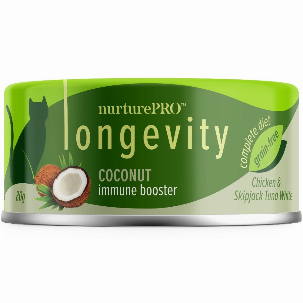18% OFF: Nurture Pro Longevity Chicken & Skipjack Tuna White Meat With Coconut Canned Cat Food 80g cat general supplies cat toys cat grooming cat food cat litter