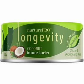 18% OFF: Nurture Pro Longevity Chicken & Skipjack Tuna White Meat With Coconut Canned Cat Food 80g cat general supplies cat toys cat grooming cat food cat litter