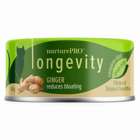 18% OFF: Nurture Pro Longevity Chicken & Skipjack Tuna White Meat With Ginger Canned Cat Food 80g cat food cans soft cat food high protein cat food natural cat food senior cat food