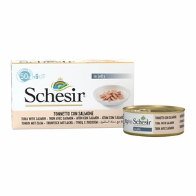 18% OFF: Schesir Tuna with Salmon in Natural Jelly Adult Canned Cat Food Multipack 50g x 6 cat food cans soft cat food high protein cat food natural cat food senior cat food