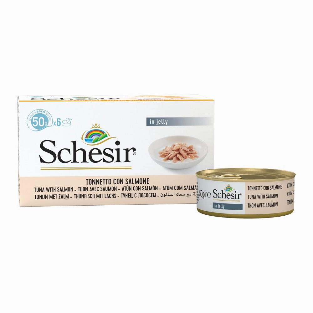 18% OFF: Schesir Tuna with Salmon in Natural Jelly Adult Canned Cat Food Multipack 50g x 6 cat general supplies cat toys cat grooming cat food cat litter