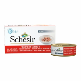 18% OFF: Schesir Tuna with Shrimps in Natural Jelly Adult Canned Cat Food Multipack 50g x 6 cat general supplies cat toys cat grooming cat food cat litter