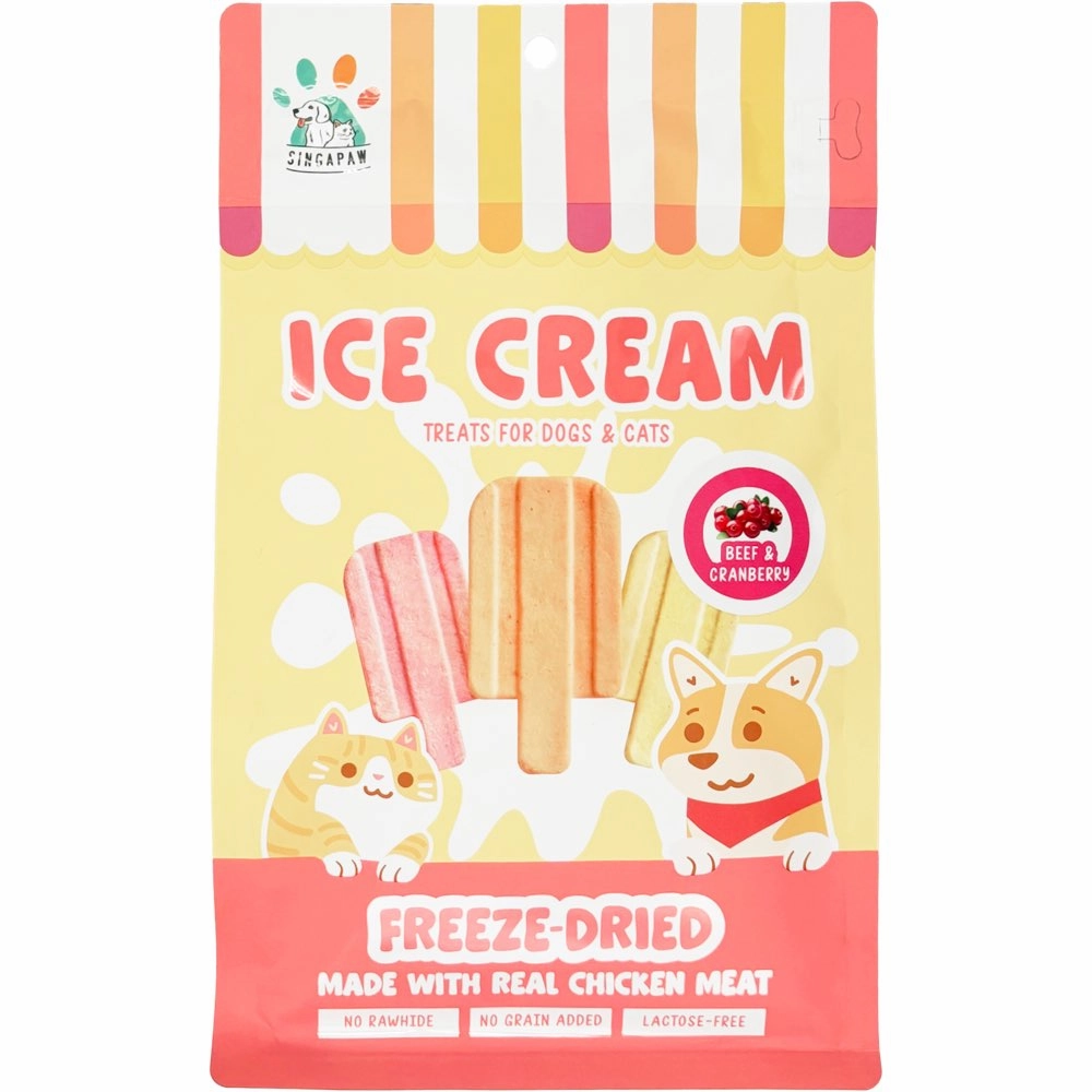 18% OFF: Singapaw Ice Cream Chicken With Beef & Cranberry Grain-Free Freeze-Dried Treats For Cats & Dogs 48g dog chew toys dog dental chews durable chew toys puppy chew toy bone chew
