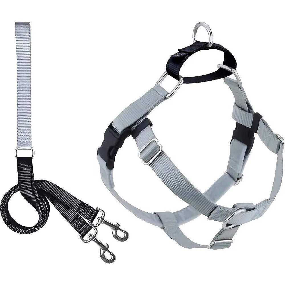 2 Hounds Design Freedom No-Pull Dog Harness & Leash - Silver puppy food dog jerky treats dog dental treats dog chicken strips organic dog food