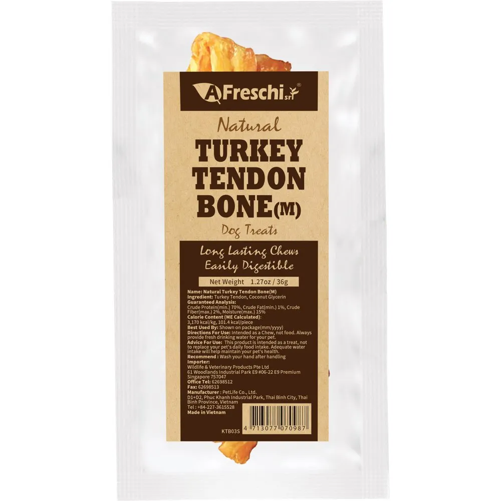 20% OFF: AFreschi Natural Turkey Tendon Bone Grain-Free Dog Chew (Medium) 36g no pull dog harness nylon dog leash dog walking set dog vest harness pet lead
