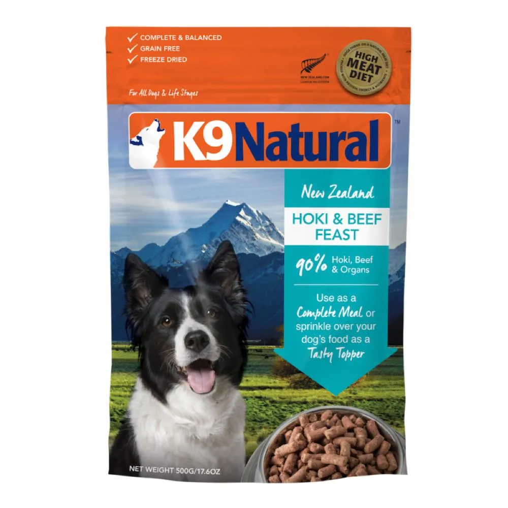 20% OFF: K9 Natural Hoki & Beef Feast Grain-Free Freeze-Dried Raw Dog Food dog grooming shampoo collar crate feeding supplies