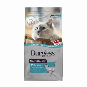 20% OFF: Burgess Neutered Cat Chicken Dry Cat Food 1.5kg kitten food wet kitten food kitten milk kitten treats grain free kitten food