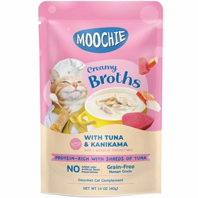 20% OFF: Moochie Creamy Broths With Tuna & Kanikama Grain-Free Pouch Cat Food 40g x 16 cat general supplies cat toys cat grooming cat food cat litter