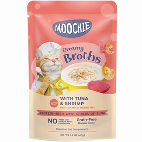 20% OFF: Moochie Creamy Broths With Tuna & Shrimp Grain-Free Pouch Cat Food 40g x 16 dog travel bag car seat cover pet carrier for car training leash dog training whistle