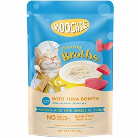 20% OFF: Moochie Creamy Broths With Tuna Bonito Grain-Free Pouch Cat Food 40g x 16 dog travel bag car seat cover pet carrier for car training leash dog training whistle