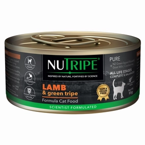 20% OFF: Nutripe Pure Lamb & Green Tripe Gum & Grain-Free Canned CAT Food 95g cat food cans soft cat food high protein cat food natural cat food senior cat food
