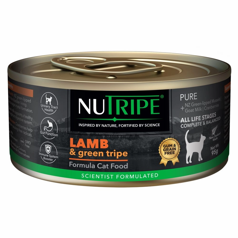 20% OFF: Nutripe Pure Lamb & Green Tripe Gum & Grain-Free Canned CAT Food 95g cat food cans soft cat food high protein cat food natural cat food senior cat food
