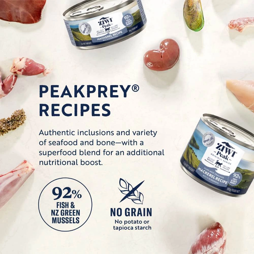 20% OFF: Ziwi Peak Mackerel Grain-Free Canned Cat Food 185g