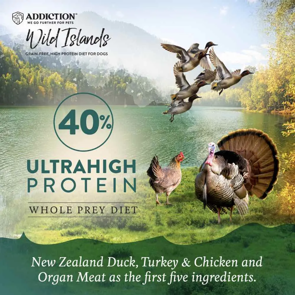 25% OFF: Addiction Wild Islands Island Birds Duck, Turkey & Chicken Grain Free Dry Dog Food