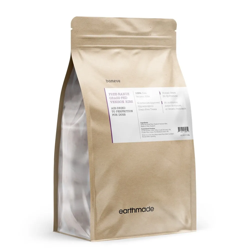 25% OFF: Boneve Earthmade Free-Range Grass-Fed Venison Ribs Air-Dried Dog Chews 250g dog supplies dog food toys accessories dog bed