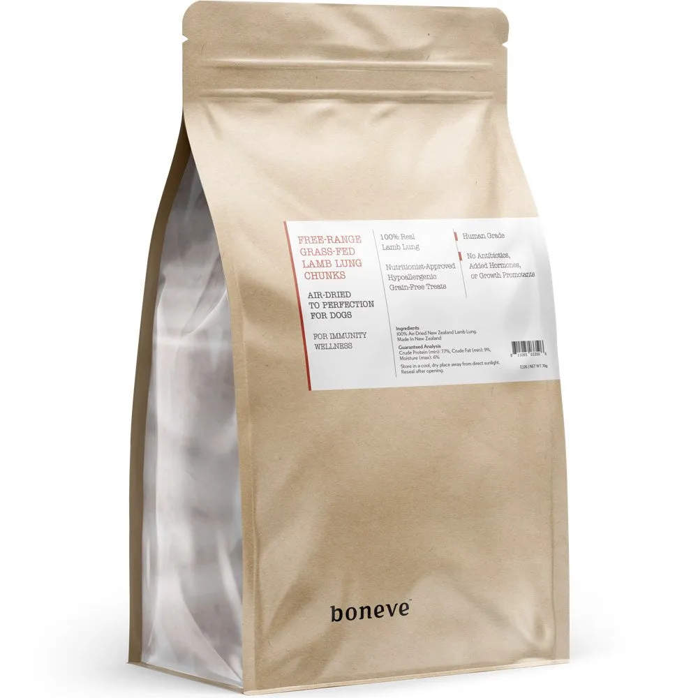 25% OFF: Boneve Free-Range Grass-Fed Lamb Lung Chunks Grain-Free Air-Dried Dog Treats 70g dog supplies dog food toys accessories dog bed