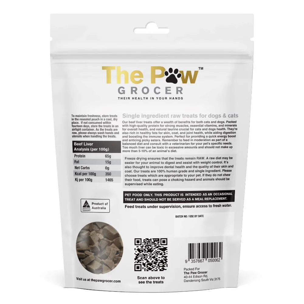 25% OFF: The Paw Grocer Beef Liver Freeze-Dried Treats For Cats & Dogs 90g