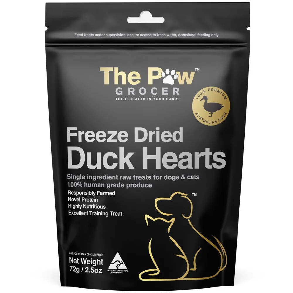 25% OFF: The Paw Grocer Duck Hearts Freeze-Dried Treats For Cats & Dogs 72g dog grooming shampoo collar crate feeding supplies