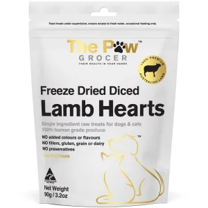 25% OFF: The Paw Grocer Lamb Hearts Freeze-Dried Treats For Cats & Dogs 90g dog grooming shampoo collar crate feeding supplies