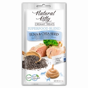 25% OFF (Exp 23Sep24): Natural Kitty Superfood Blend Tuna & Chia Seed Creamy Liquid Cat Treats 48g cat snacks catnip treats healthy cat food cat reward treats low calorie cat food